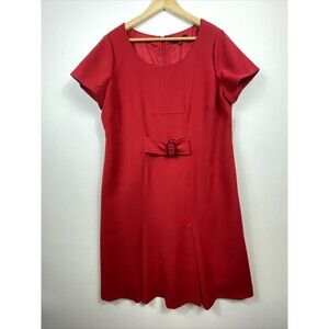 ALEX MARIE Red Soft Knit Short Sleeve‎ Sheath Dress Womens Size 14W 14 NEW NWT